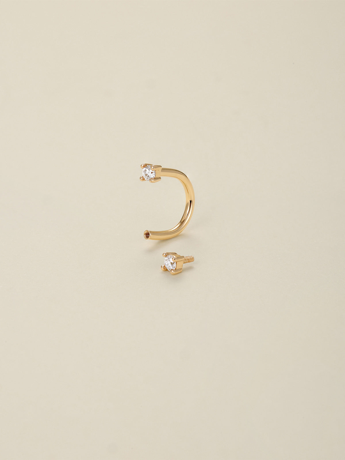 KOSINER 14K Solid Gold Minimalist Curved Barbell