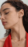 KOSINER 14K Solid Gold Dainty Cluster Daith Clicker Hoop, Half Paved CZ Diamond Smooth Click Closure Cartilage Earring