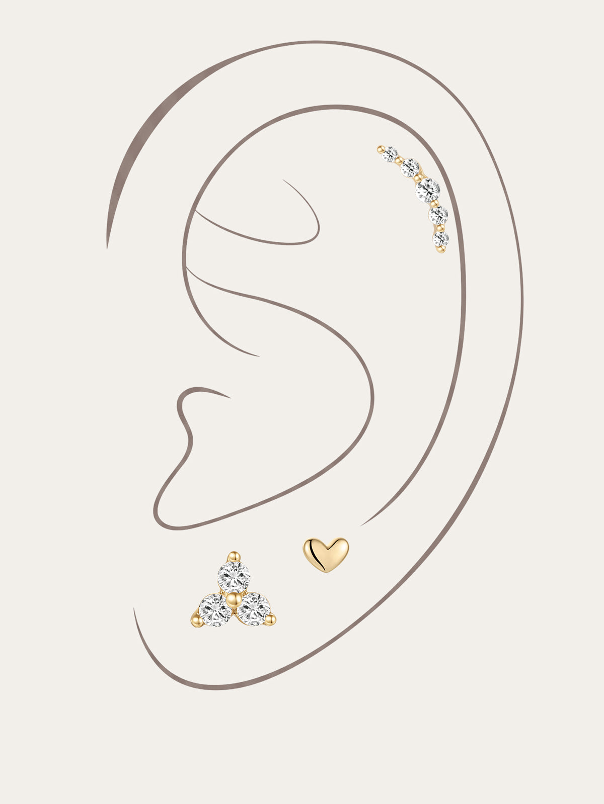 KOSINER 14K solid gold minimalist versatile stud set featuring ultra shine AAAAA cubic zirconia, designed for comfort and easy wear.