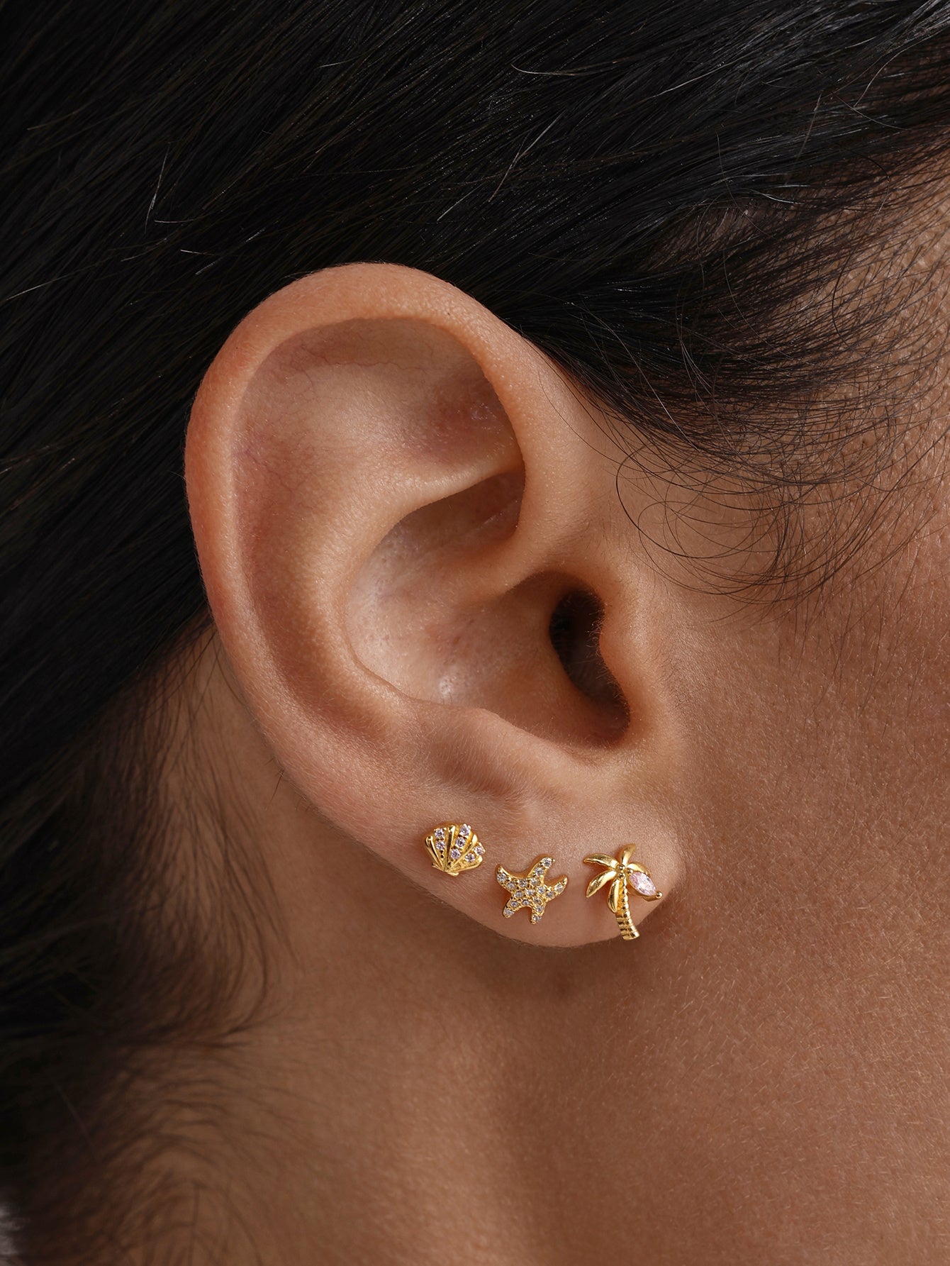KOSINER Seashell flatback stud minimalist everyday & beachwear ear jewelry