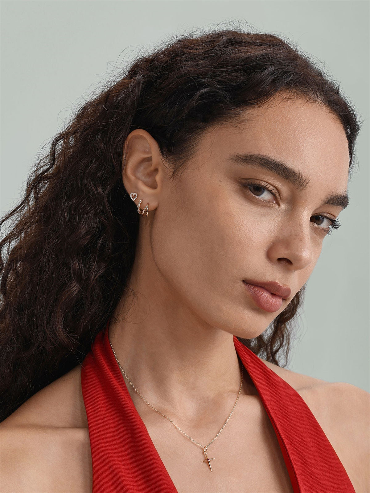 KOSINER 14K Solid Gold Minimal Gloss Double Layer Clicker Hoop, Nickel-Free Waterproof Sleep-Friendly Dainty Multi Piercing Jewelry for Women 6mm 8mm 10mm