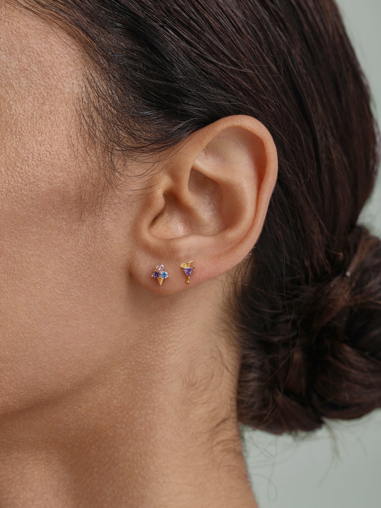 KOSINER Minimalist Ice Cream Flat Back Stud for Everyday Wear