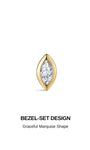 KOSINER 14K solid gold marquise bezel-set lab-grown diamond flat back stud close-up