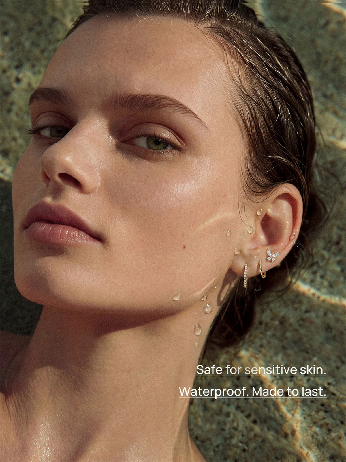 KOSINER waterproof hypoallergenic butterfly ear stud for sensitive skin and daily wear