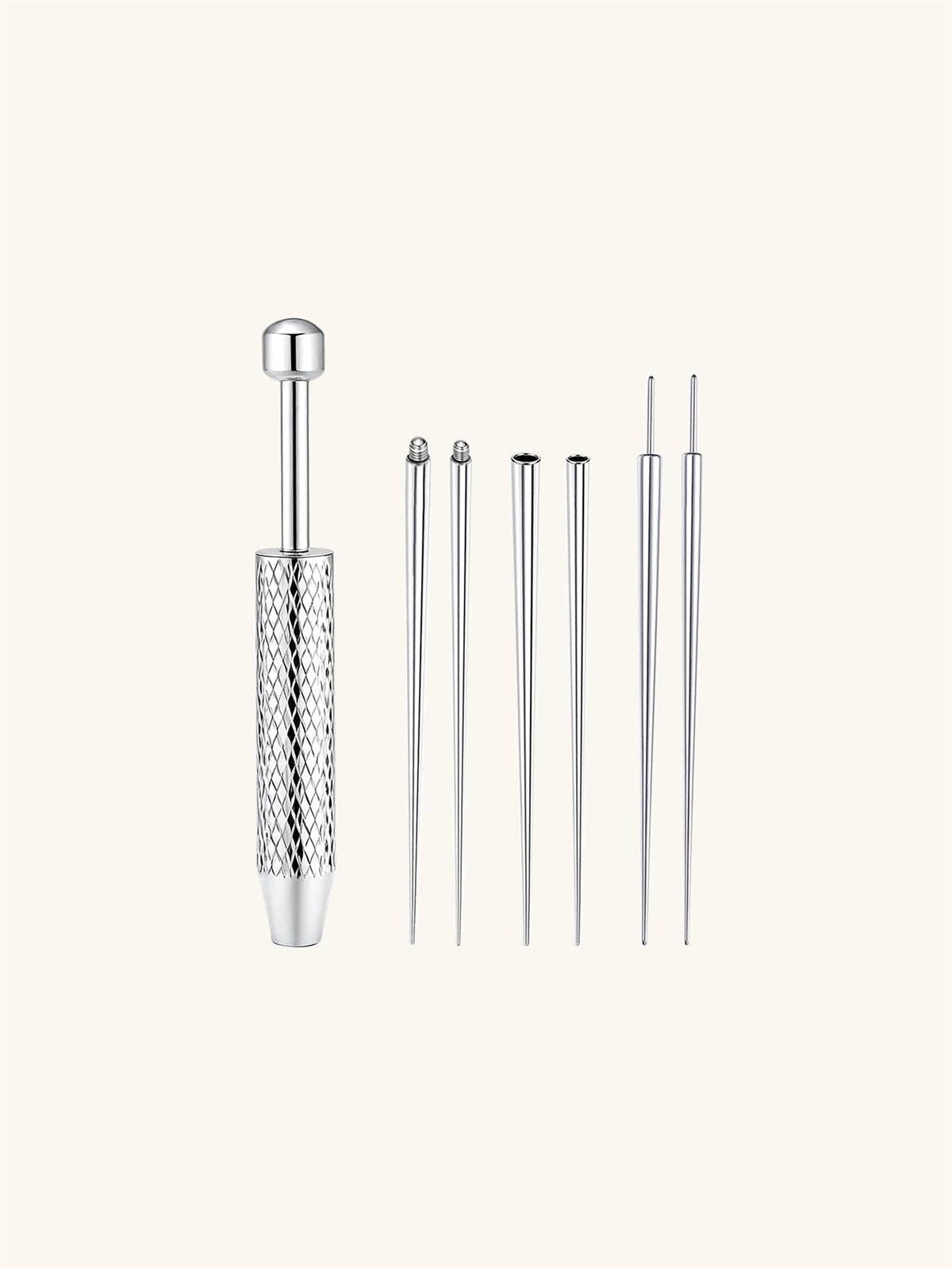 A professional-grade titanium insertion tool set designed for precise, safe, and effortless jewelry changes.