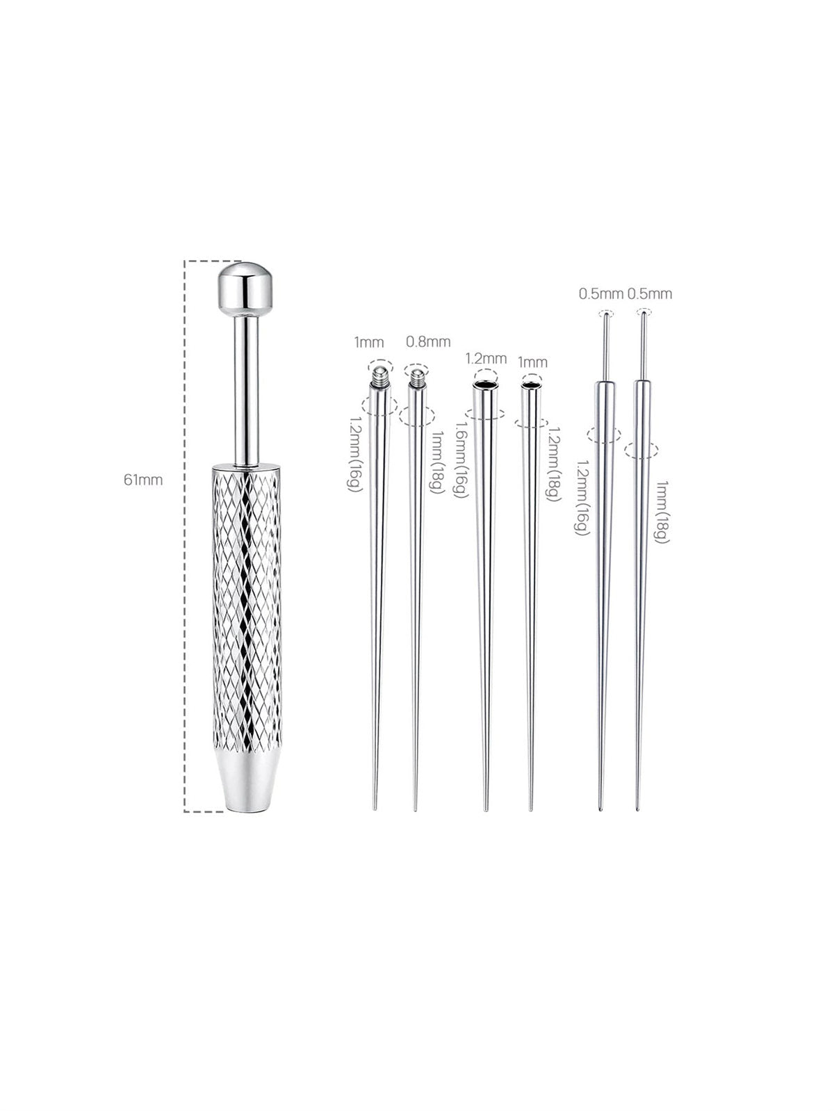 A professional-grade titanium insertion tool set designed for precise, safe, and effortless jewelry changes.