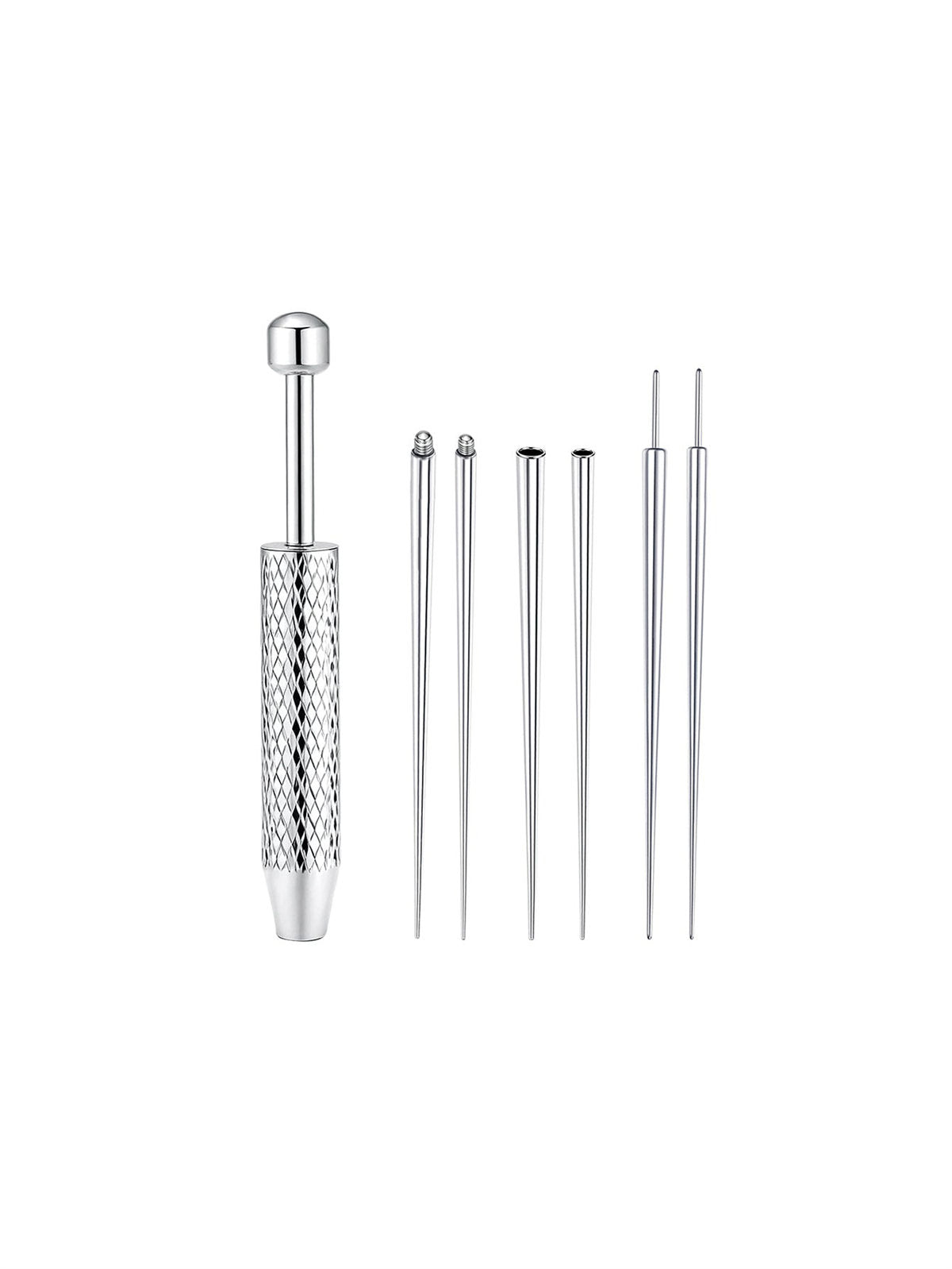 A professional-grade titanium insertion tool set designed for precise, safe, and effortless jewelry changes.