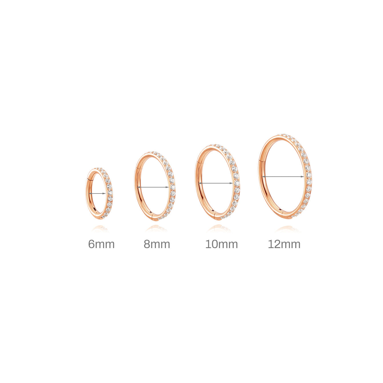 Cerchio per cartilagine in titanio impermeabile di varie dimensioni 5A CZ 16g 18g