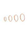 Four rose gold titanium cartilage hoops with AAAAA CZ stones, sizes 6mm to 12mm, showcasing size options.