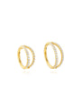 Pair of gold titanium double hoop cartilage earrings with CZ, 16g, 8mm & 10mm sizes. Hypoallergenic, waterproof.