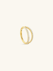 KOSINER Titanium Delicate Layered Hoop featuring ultra-shine cubic zirconia, waterproof, lightweight, and hypoallergenic clip-on design. Perfect for everyday wear.