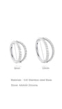 Silver 16g double hoop cartilage earrings with AAAAA cubic zirconia, 8mm and 10mm sizes. Titanium material.