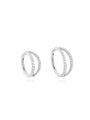 Titanium double hoop cartilage earring with sparkling CZ stones, 16g, 8mm & 10mm. Hypoallergenic, waterproof design.
