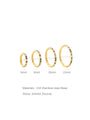Four gold 16g cartilage hoop earrings with colorful AAAAA cubic zirconia, shown in sizes 6mm, 8mm, 10mm, and 12mm.
