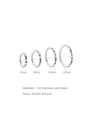 Four silver titanium cartilage hoops with colorful AAAAA CZ, sizes 6mm to 12mm, shown for size comparison.