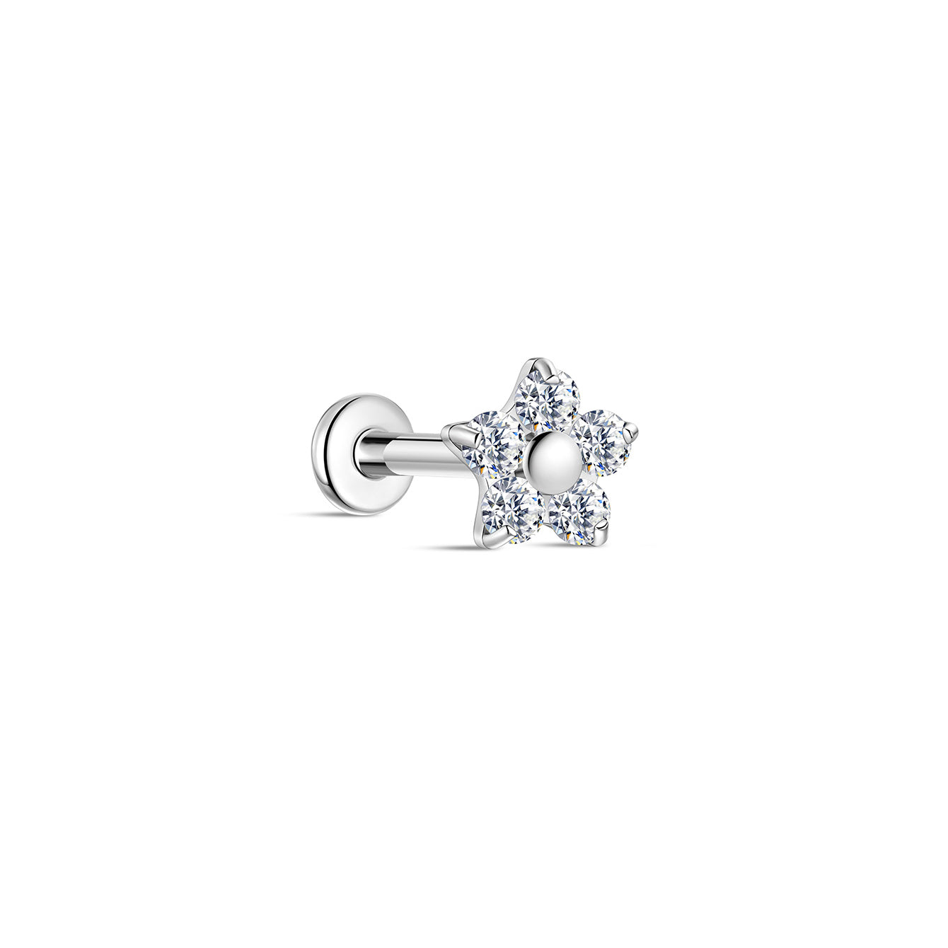kosiner jewelry G23 Titanium Flower Shiny Zircon Ear Piercing Stud