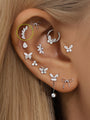 kosiner jewelry G23 Titanium Arc Arranged Zircons Ear Piercing Stud