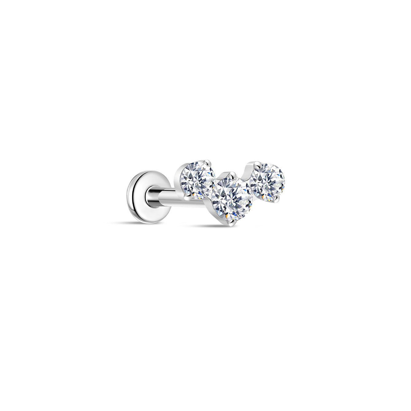 G23 Titanium Triple Spliced Zircon Ear Piercing Stud - Kosinerjewelry