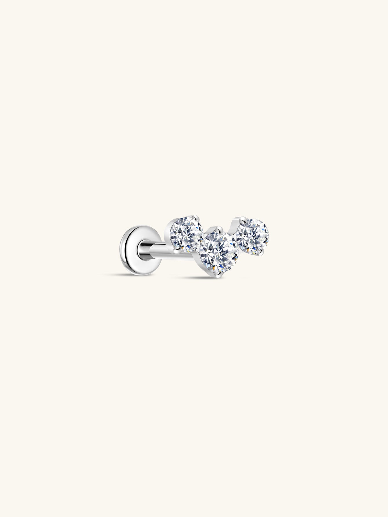 G23 Titanium Triple Spliced Zircon Ear Piercing Stud - Kosinerjewelry
