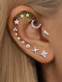 G23 Titanium Shining Stars Ear Piercing Stud - Kosinerjewelry
