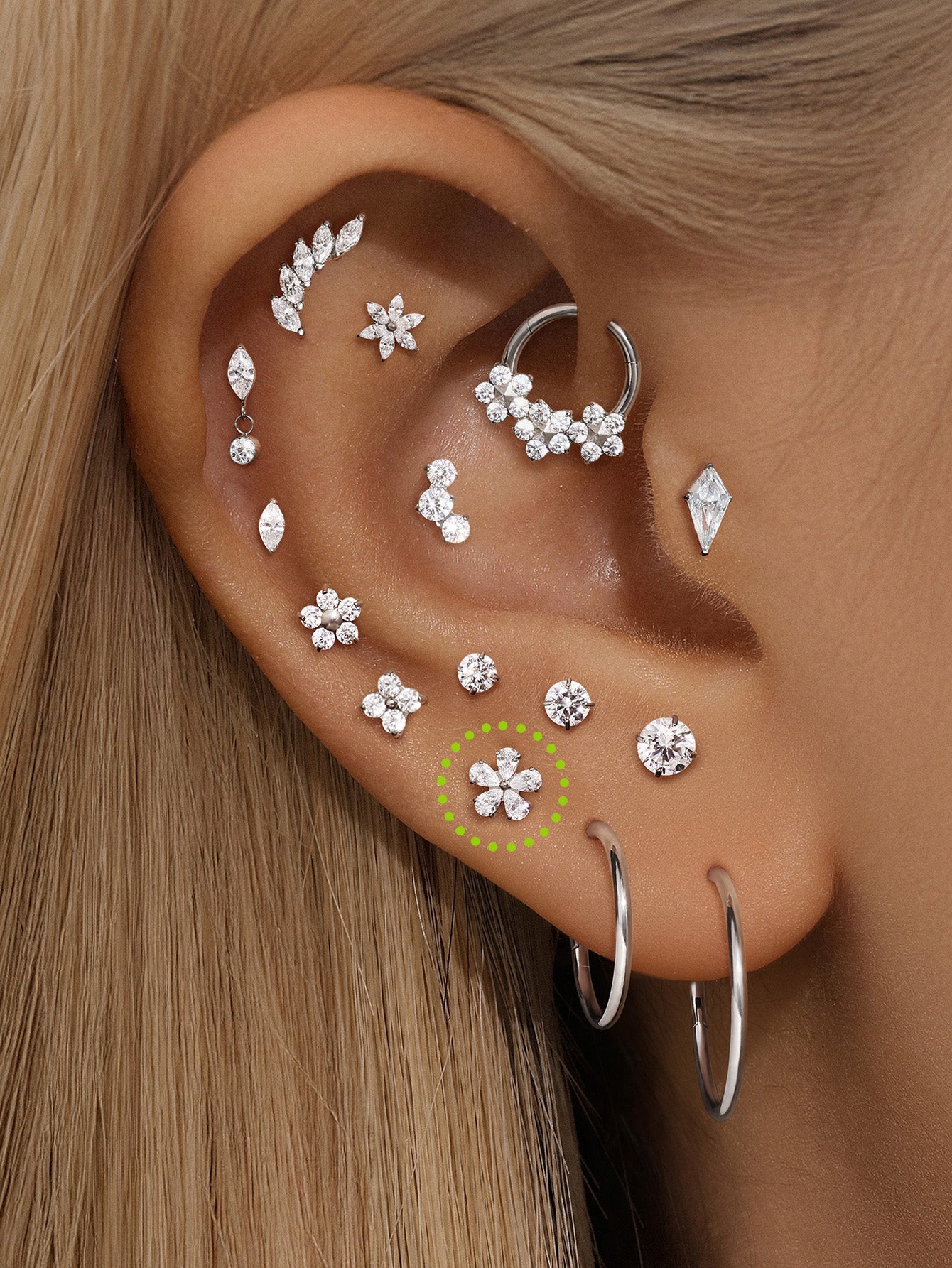 kosiner jewelry G23 Titanium Plum Blossom Ear Piercing Stud