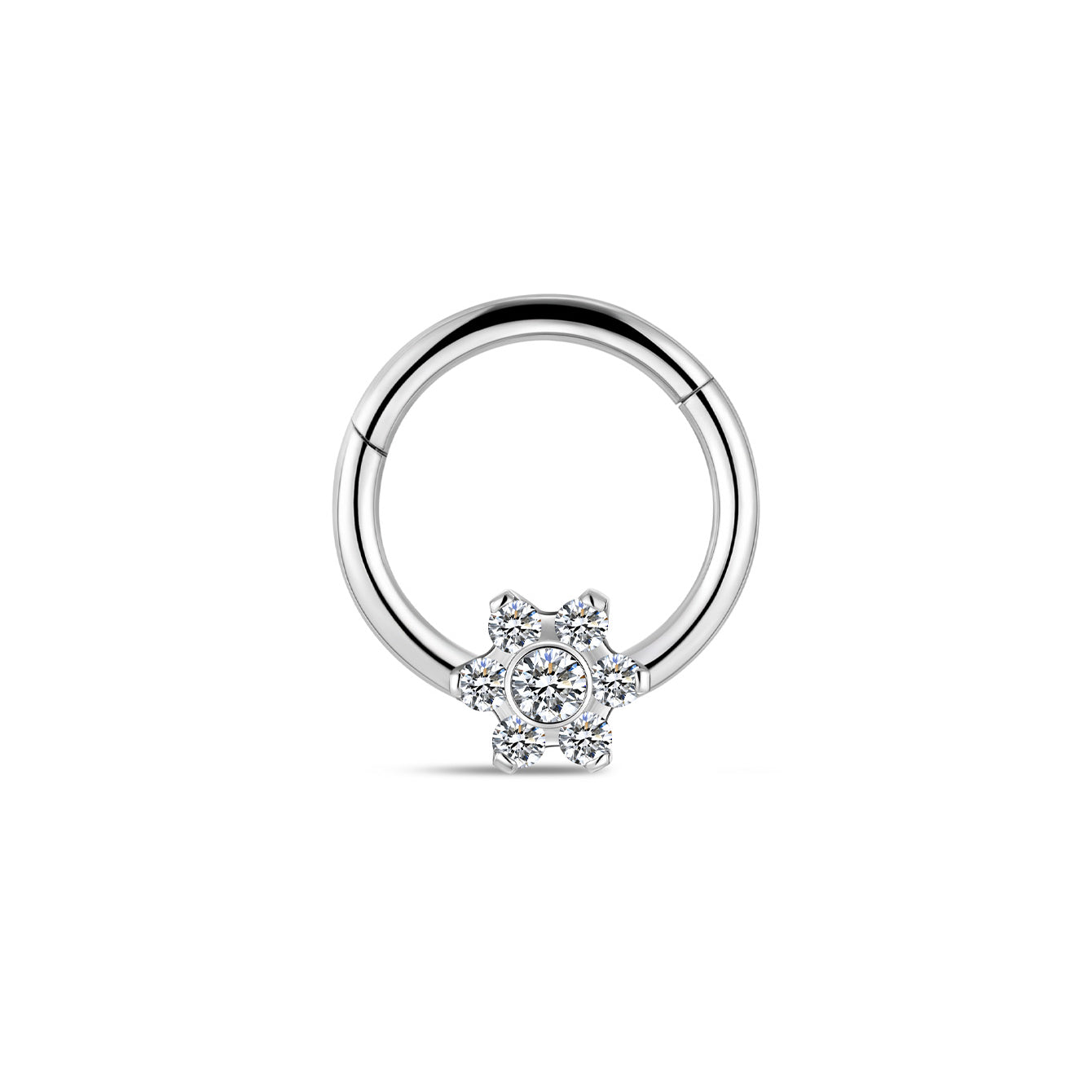 G23 Titanium Shiny Flower Zircon Daith Earrings 8MM - Kosinerjewelry