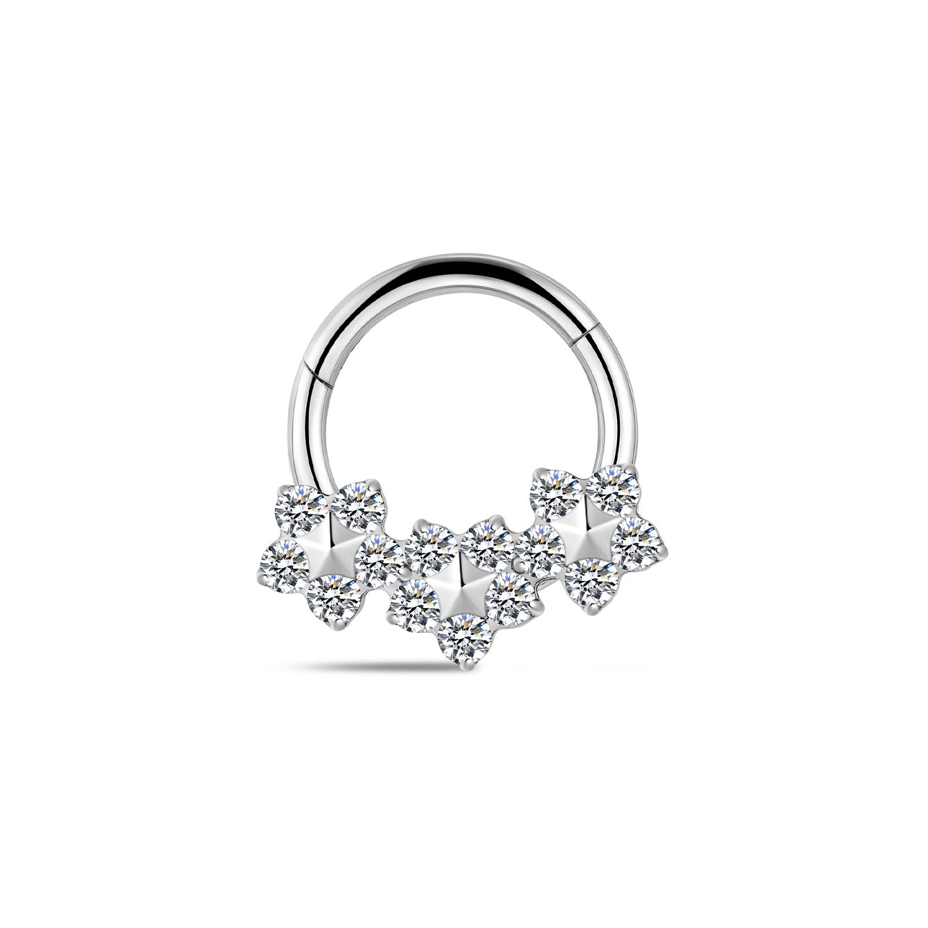 G23 Titanium Three Fowers Zircon Daith Earrings 8MM - Kosinerjewelry