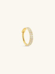 KOSINER Titanium Elegant Pave Wide Hoop featuring sparkling AAAAA Cubic Zirconia, hypoallergenic design, lightweight, and clip-on closure for effortless style.