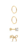 KOSINER 14K Solid Gold Classic Everyday 4-Piece Set featuring ultra shine cubic zirconia, designed with a sleek and elegant style, perfect for daily wear.