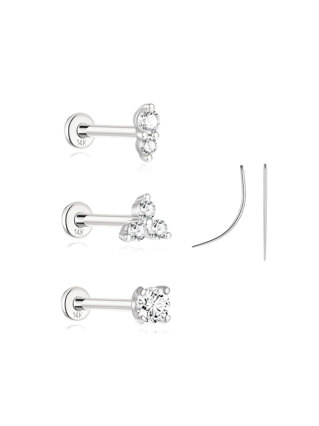 Starterset aus 14-karätigem Massivgold mit flacher Rückseite