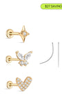 14K Solid Gold Flatback Sparkle Set - Kosinerjewelry
