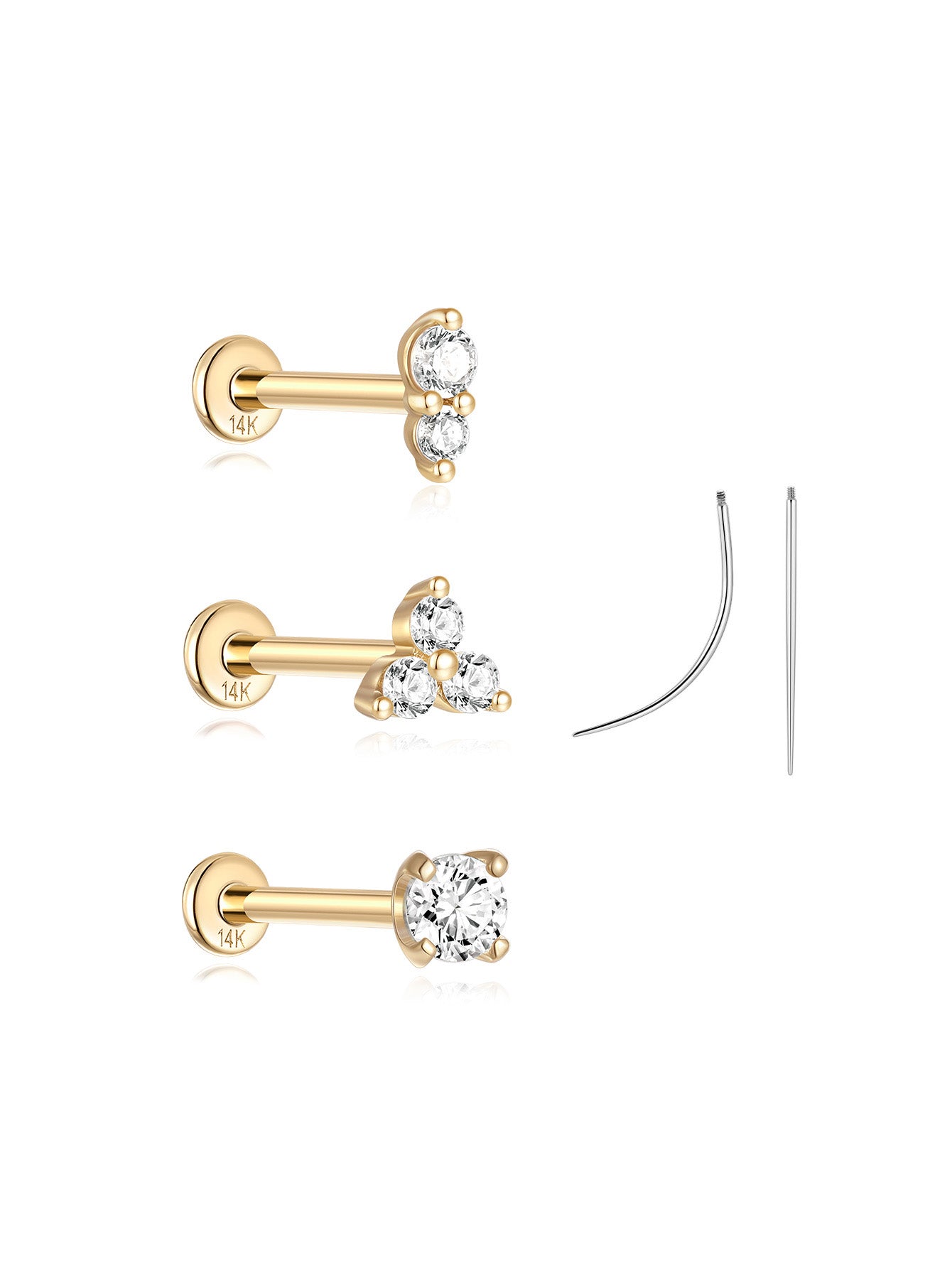 14K Solid Gold Flatback Starter Set