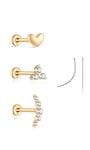 KOSINER 14K solid gold minimalist versatile stud set featuring ultra shine AAAAA cubic zirconia, designed for comfort and easy wear.