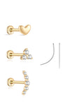 14K Solid Gold Flatback Love Set