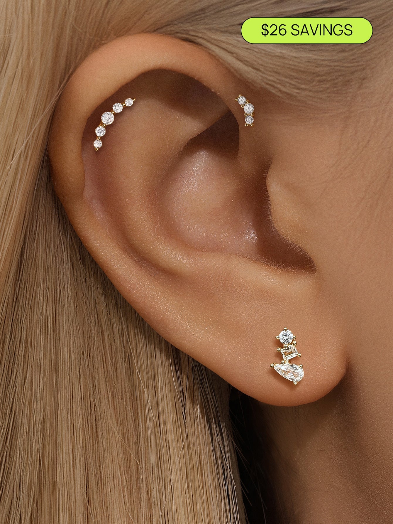 14K Solid Gold Flatback Essentials Set - Kosinerjewelry-Earrings