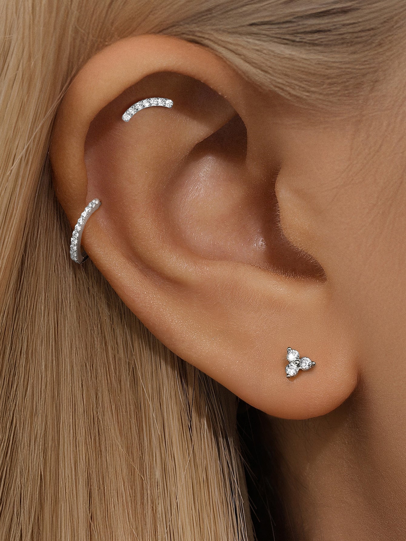 14K massief goud pave CZ platte achterkant