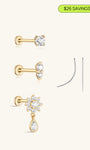 14K Solid Gold Flatback Spring Sparkles Set - Kosinerjewelry-Ohrringe