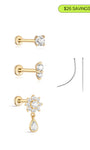 14K Solid Gold Flatback Spring Sparkles Set - Kosiner Schmuck-Ohrringe