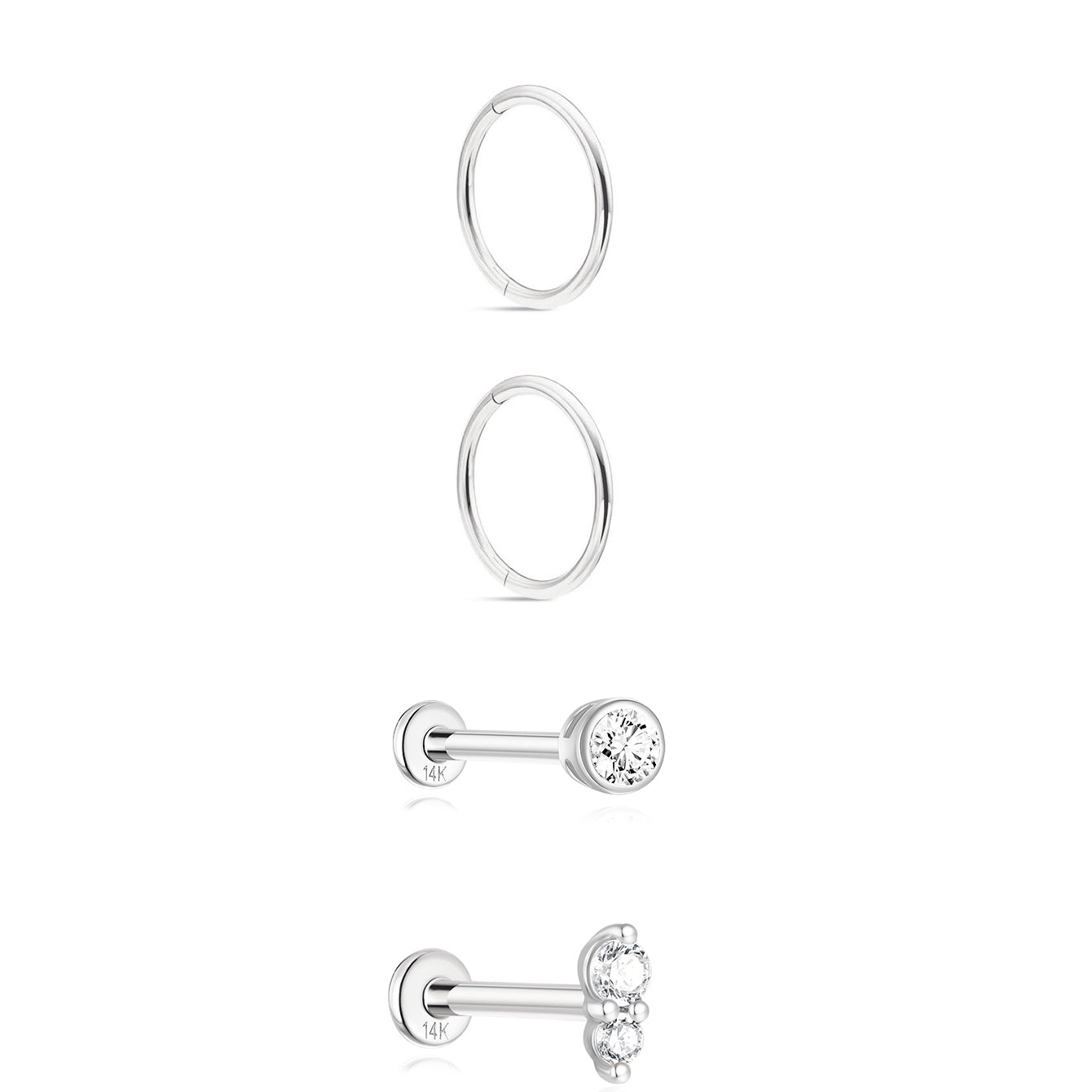 14K Solid Gold Slim Hoops Set - Kosinerjewelry-Earrings