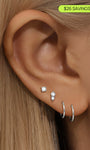 Kosiner 14K Solid Gold Flatback Earrings CZ Studs and Small Hoop Earrings Ear Piercing Jewelry on Ear