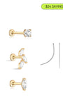 14K Solid Gold Flatback Marquise Set - Kosinerjewelry-Earrings