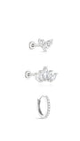 14K solid white gold flatback earrings size chart in mm for ear stack studs and huggie hoop