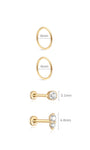 Kosiner 14K Gold Earrings Set Size Chart 6mm Hoops with 3.1mm and 4.6mm CZ Flatback Studs