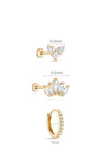 14K Solid Gold Flatback Crown Set - Kosiner Schmuck-Ohrringe