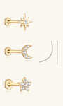 Kosiner Jewelry KOSINER 14K Solid Gold Delicate Cosmic Stud Set
