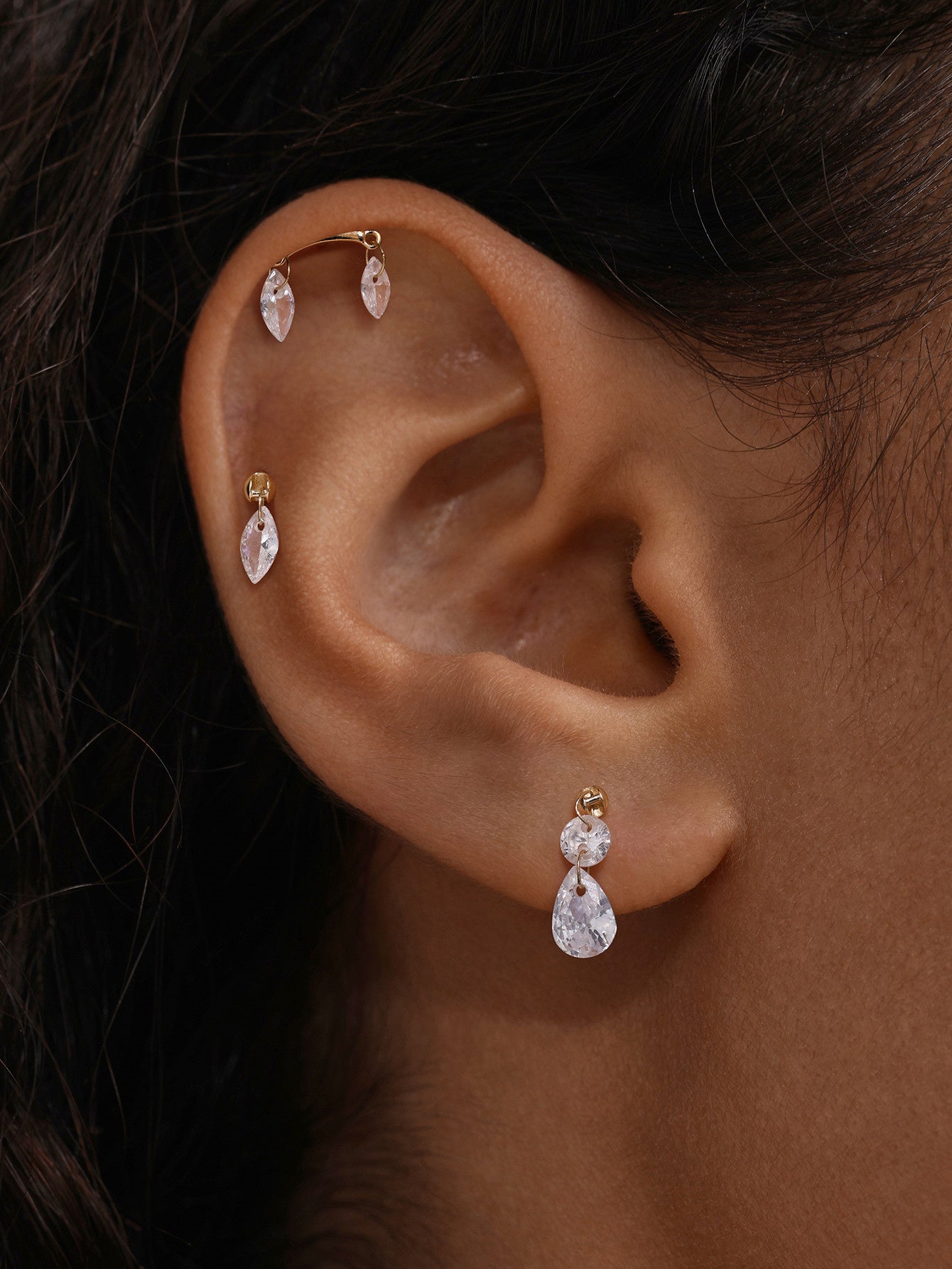 Marquise Flatback Set in 14K Solid Gold