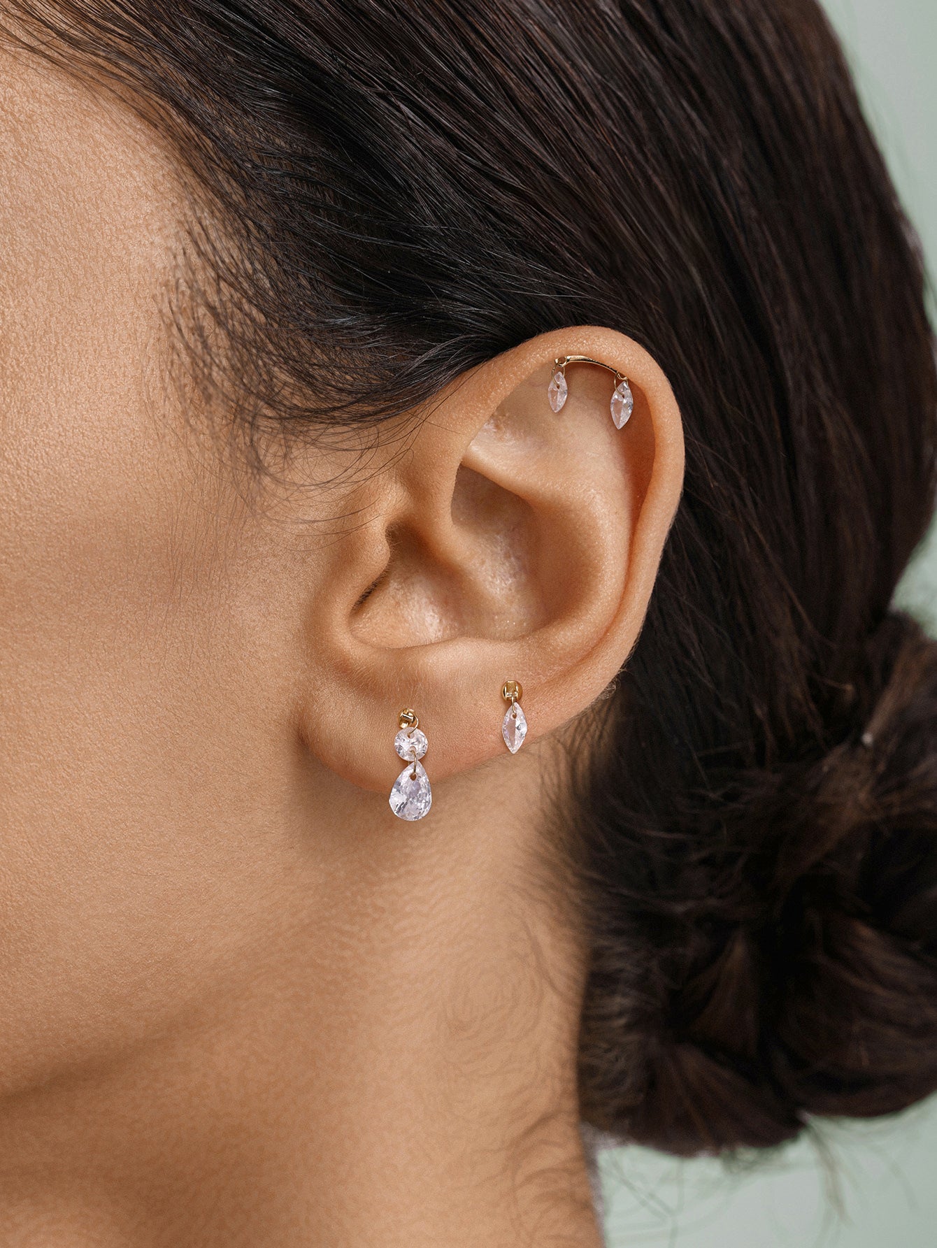 Marquise Flatback Set in 14K Solid Gold