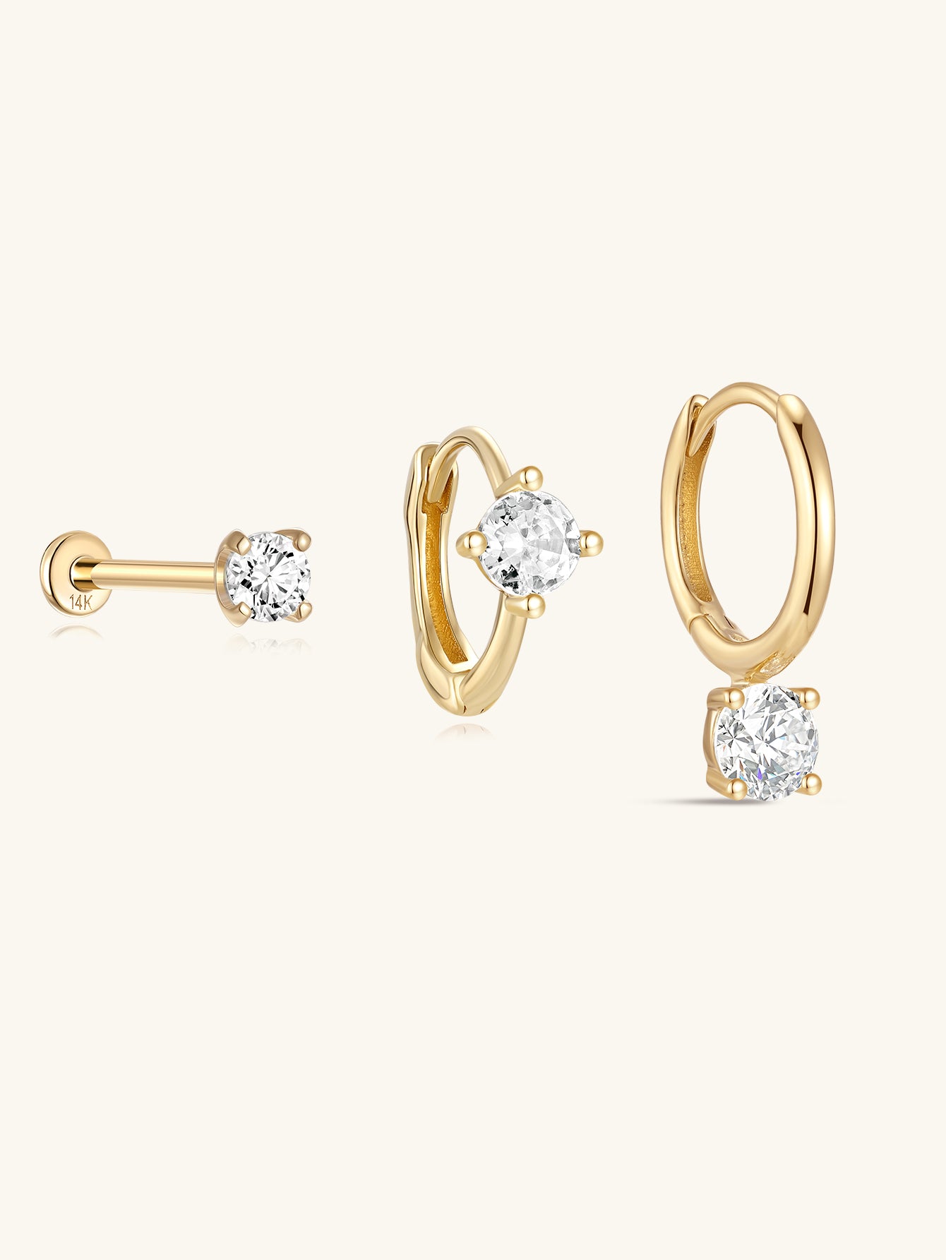 Basic Flatback Set in 14K Solid Gold