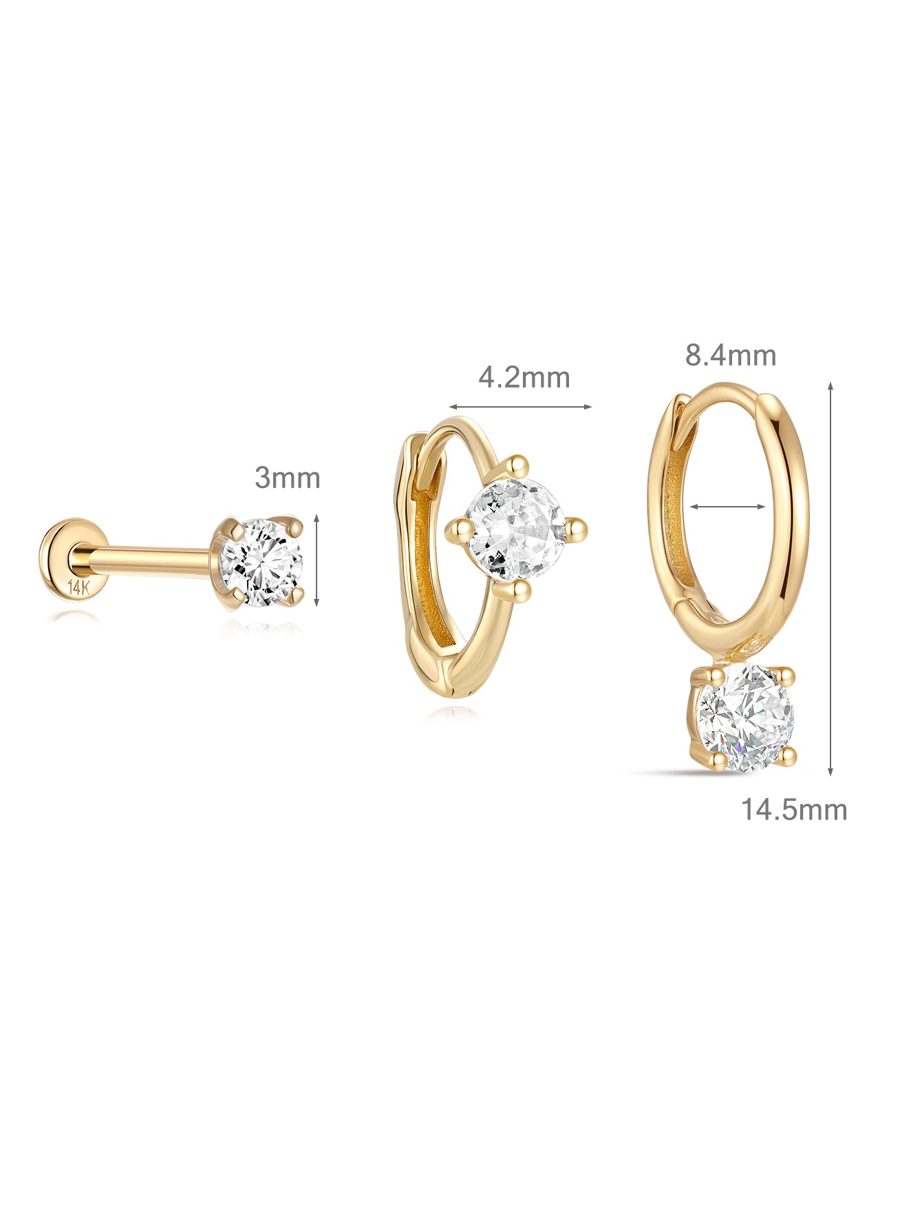 Basic Flatback Set in 14K Solid Gold