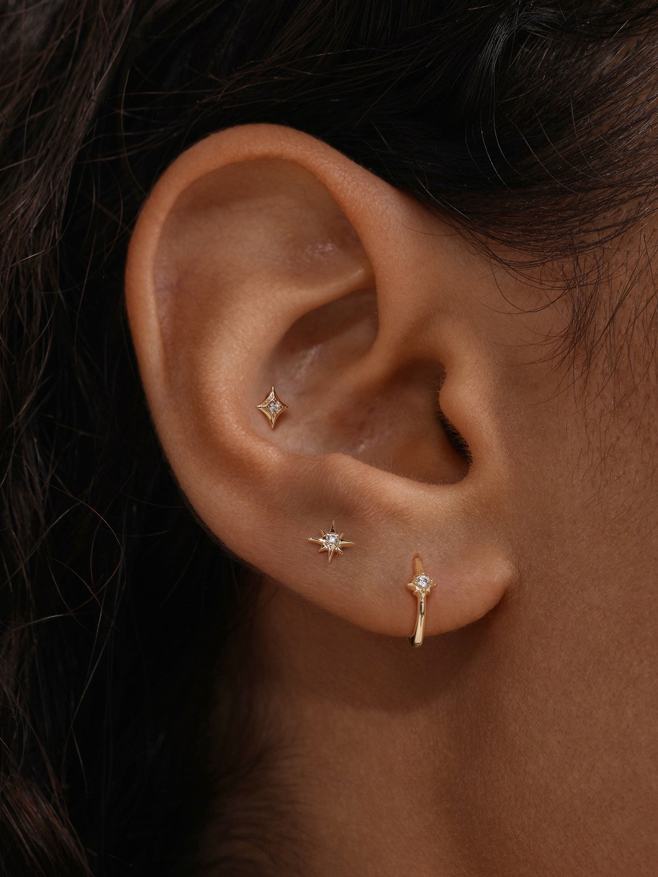 Basic Star Flatback Set in 14K Solid Gold